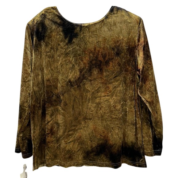 NWT New Look California Shirt Womens L Brown Crushed Velvet Long Sleeve Top USA - Picture 2 of 6
